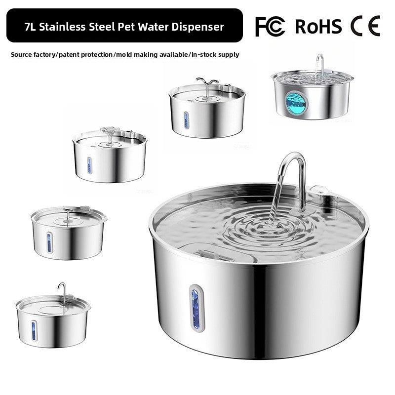 7L Stainless Steel Pet Water Dispenser with Extra Large Capacity