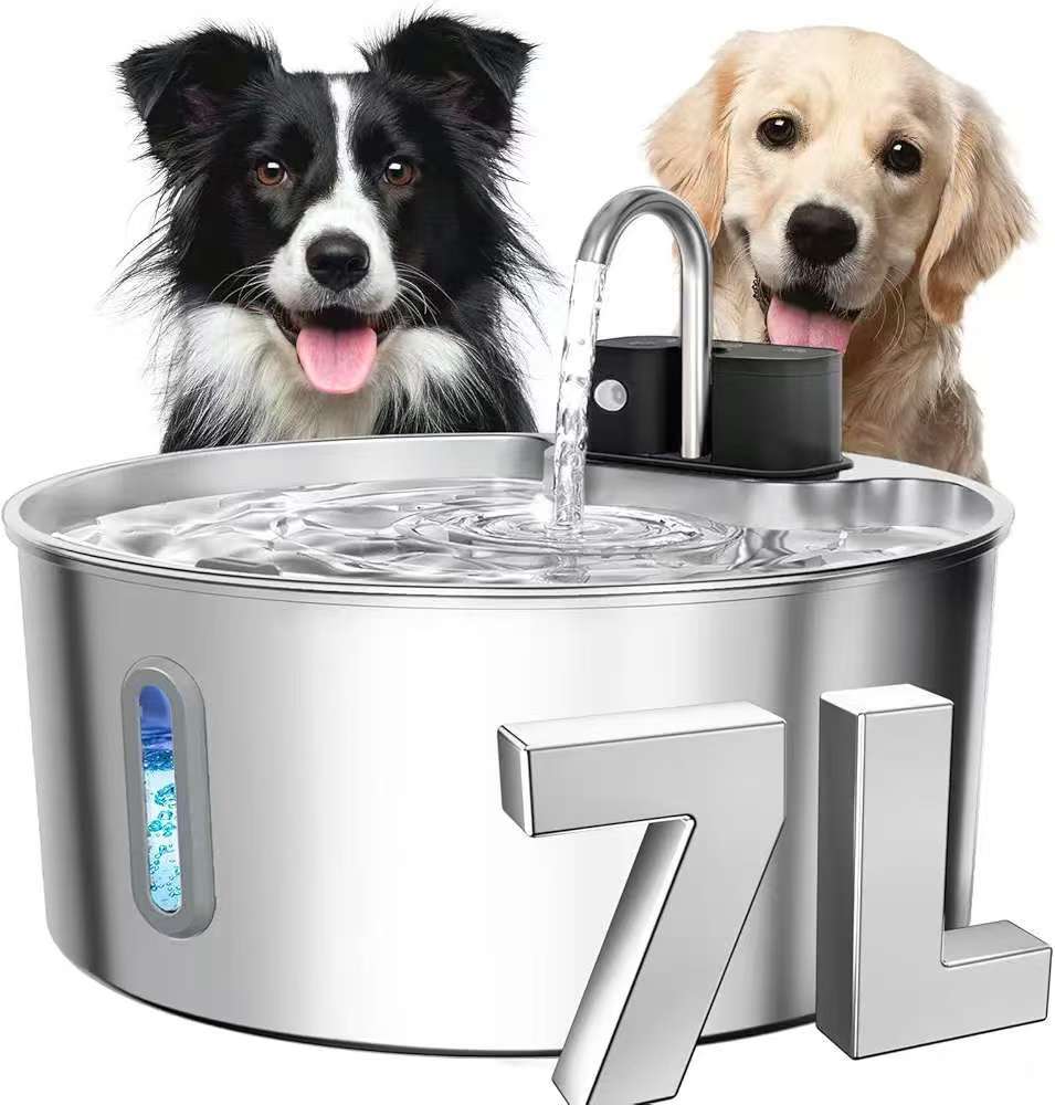 7L Stainless Steel Pet Water Dispenser with Extra Large Capacity