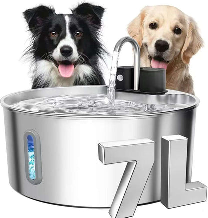 7L Stainless Steel Pet Water Dispenser with Extra Large Capacity