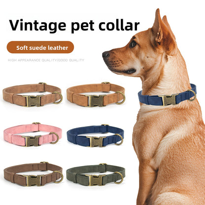 Retro Explosion-Proof Dog Leash Pet Collar Set for Large Medium Small Dogs