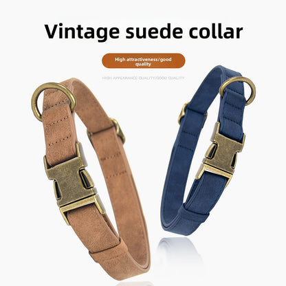 Retro Explosion-Proof Dog Leash Pet Collar Set for Large Medium Small Dogs