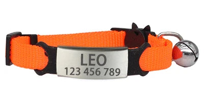 Pet ID Tag Custom collar Personalized Labels Free Engraving Cat Collar Cute Nylon Adjustable Safety Breakaway Small Dog Necklace