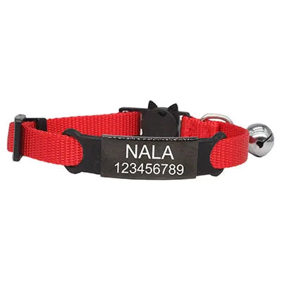 Pet ID Tag Custom collar Personalized Labels Free Engraving Cat Collar Cute Nylon Adjustable Safety Breakaway Small Dog Necklace