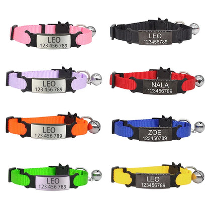 Pet ID Tag Custom collar Personalized Labels Free Engraving Cat Collar Cute Nylon Adjustable Safety Breakaway Small Dog Necklace