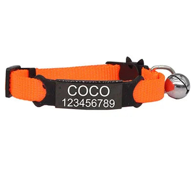 Pet ID Tag Custom collar Personalized Labels Free Engraving Cat Collar Cute Nylon Adjustable Safety Breakaway Small Dog Necklace