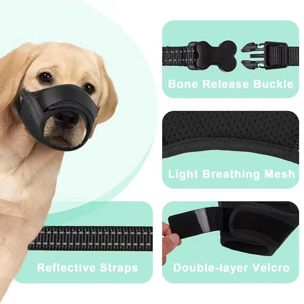 Large Dog Muzzle Adjustable Straps Breathable Soft Muzzle For Dog Biting Prevention Anti-Chaos Large Pet Anti-barking Muzzle