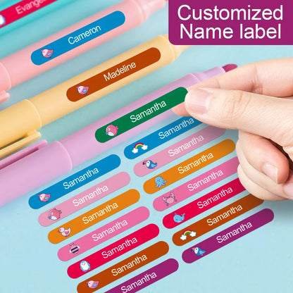 Personalized Waterproof Labels Custom for Kids School Gear - Name Stickers for Bottles, Lunch Boxes & Stationery Items