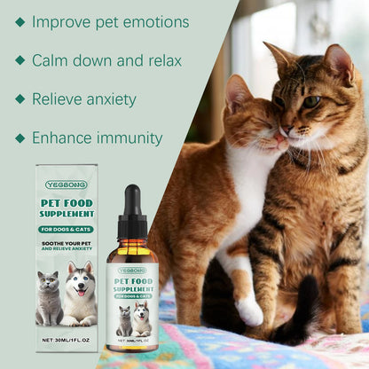 Pet Anxiety-Relief Dietary Supplement Easy to Feed Effectively Relieves Discomfort in Cats Dogs Easily Absorbed Soothing Drops