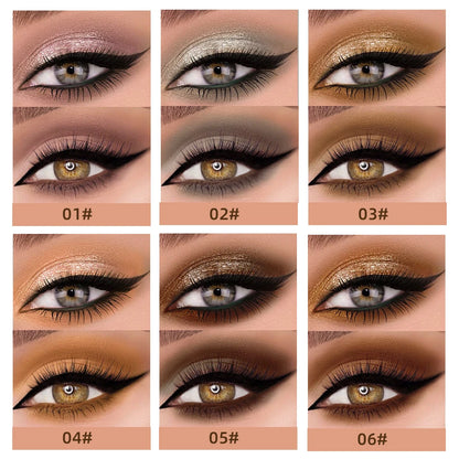 QIBEST Double Head Glitter Matte Eye shadow Stick Makeup Sets Long Lasting Shimmer 2 In 1 Liquid Eyeshadow Cosmetic Sets 6 Color