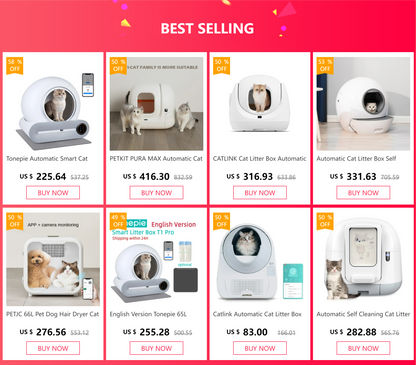 Tonepie Automatic Smart Cat Litter Box Self Cleaning 65L App Control Pet Cats Toilet Litter Tray Ionic Deodorizer Arenero Gato