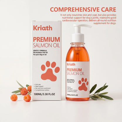 Natural Salmon Oil for Pets Dog Food Topper Liquid Vitamin E Supplement Shiny Coat and Heart Health Gentle Formula Pump Bottle