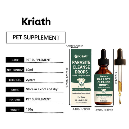 Kriath Pet Digestive Supplement Drops Digestive Comfort Gastrointestinal Health Immune Support Gentle Dog Nutrition Supplement