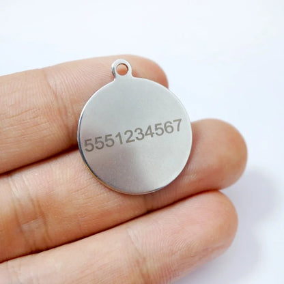 Custom Stainless Steel Pet ID Tag Engraved Name Phone Number Round Dog Cat Collar Tag Personalized Puppy Pet Name Tag 25mm