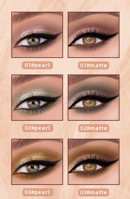 QIBEST Double Head Glitter Matte Eye shadow Stick Makeup Sets Long Lasting Shimmer 2 In 1 Liquid Eyeshadow Cosmetic Sets 6 Color