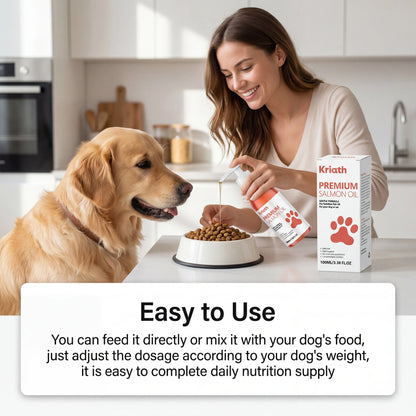 Natural Salmon Oil for Pets Dog Food Topper Liquid Vitamin E Supplement Shiny Coat and Heart Health Gentle Formula Pump Bottle