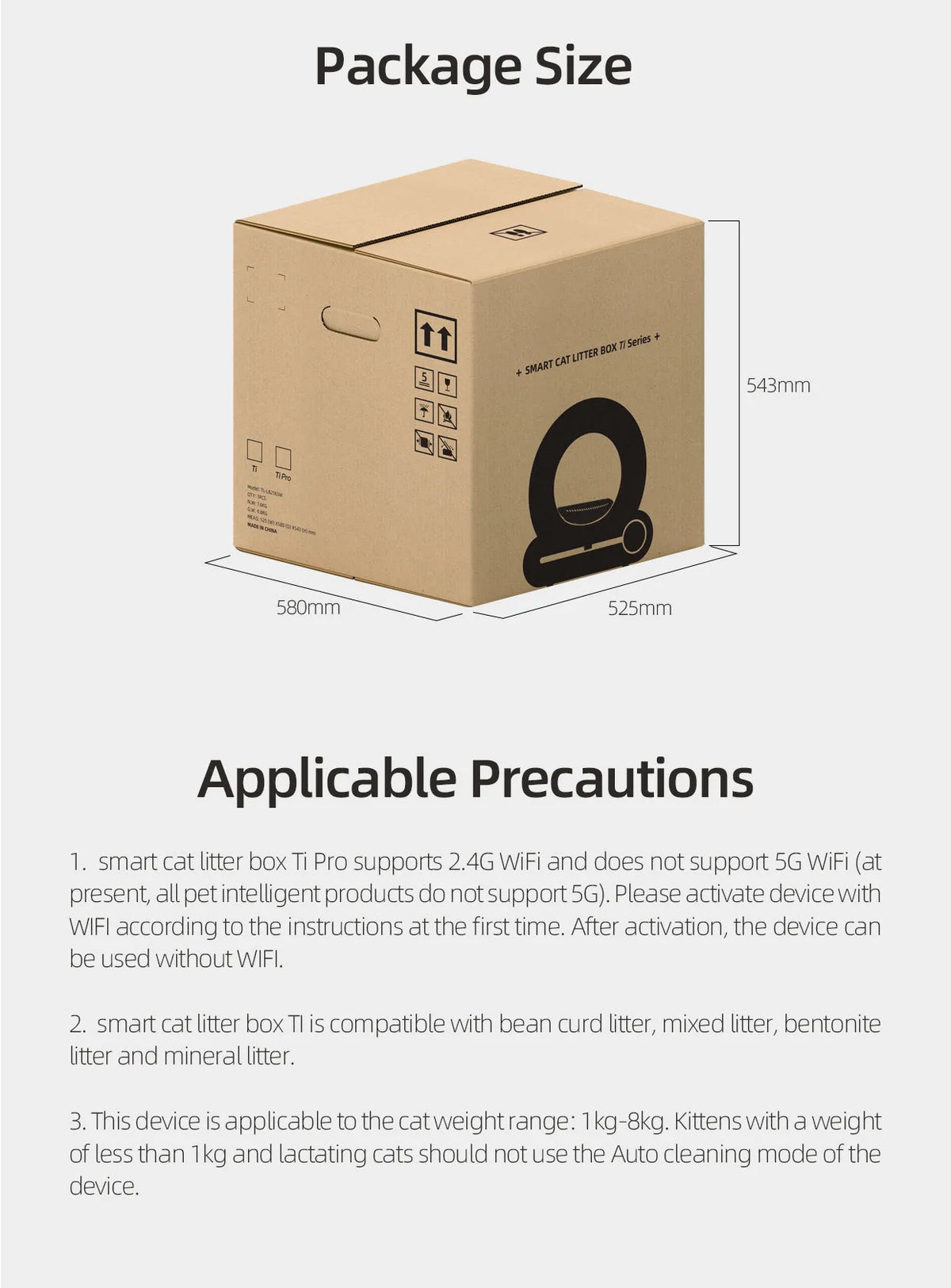 Tonepie Automatic Smart Cat Litter Box Self Cleaning 65L App Control Pet Cats Toilet Litter Tray Ionic Deodorizer Arenero Gato