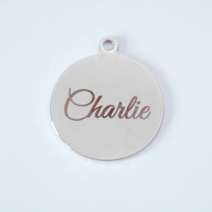 Custom Stainless Steel Pet ID Tag Engraved Name Phone Number Round Dog Cat Collar Tag Personalized Puppy Pet Name Tag 25mm