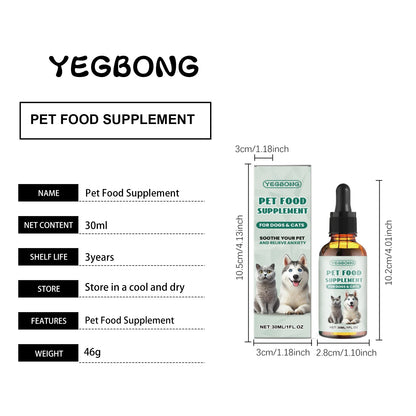 Pet Anxiety-Relief Dietary Supplement Easy to Feed Effectively Relieves Discomfort in Cats Dogs Easily Absorbed Soothing Drops