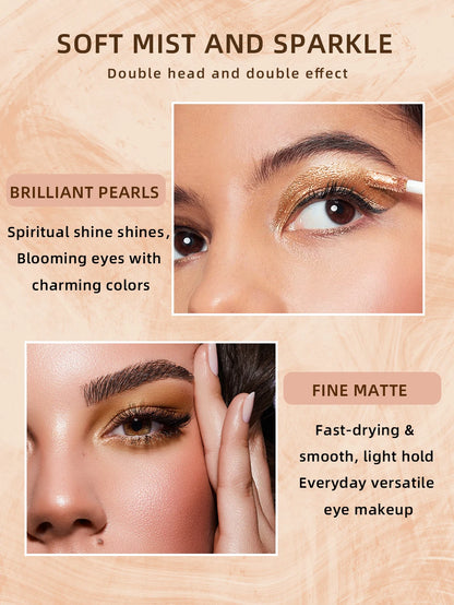 QIBEST Double Head Glitter Matte Eye shadow Stick Makeup Sets Long Lasting Shimmer 2 In 1 Liquid Eyeshadow Cosmetic Sets 6 Color