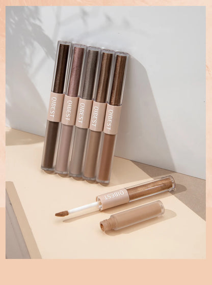 QIBEST Double Head Glitter Matte Eye shadow Stick Makeup Sets Long Lasting Shimmer 2 In 1 Liquid Eyeshadow Cosmetic Sets 6 Color