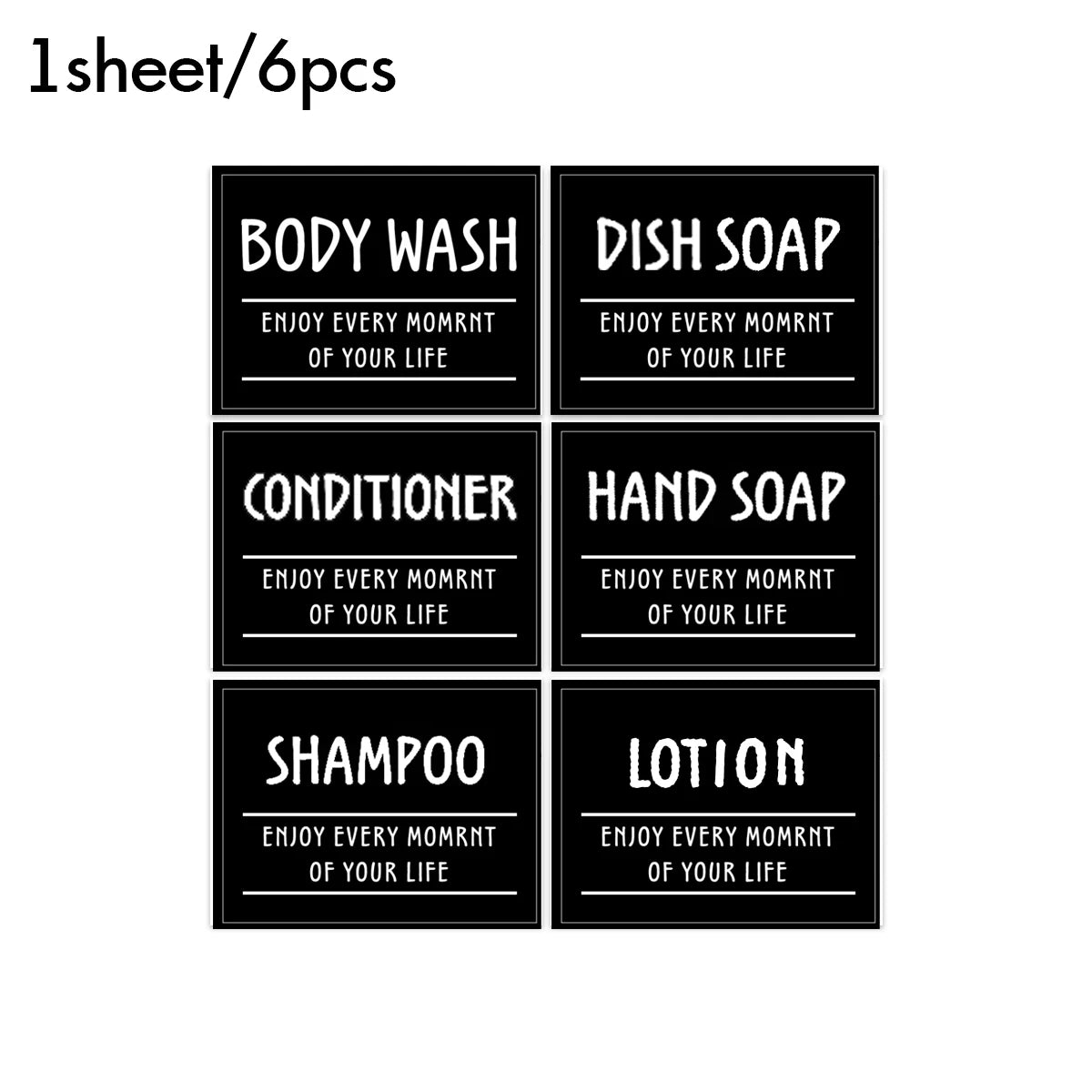 Bathroom Waterproof Labels Set Shampoo Shower Body Wash Dispenser Stickers Lotion Bottle Labels