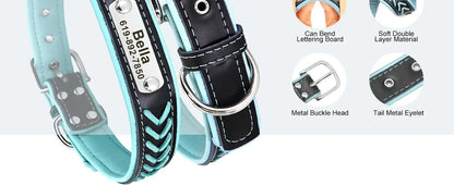 Engraved Leather Dog Collar Braided Persoanzled ID Tag Collars Nameplate Customized Pet Collar Leather Pet Walking Leash Leads