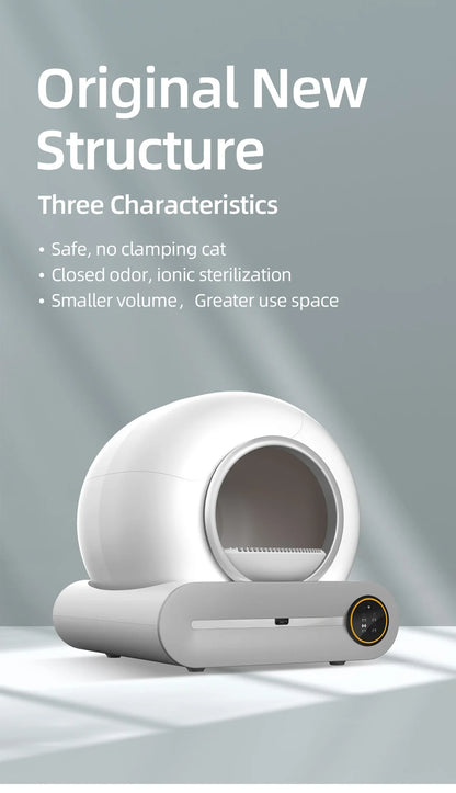 Tonepie Automatic Smart Cat Litter Box Self Cleaning 65L App Control Pet Cats Toilet Litter Tray Ionic Deodorizer Arenero Gato