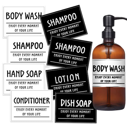 Bathroom Waterproof Labels Set Shampoo Shower Body Wash Dispenser Stickers Lotion Bottle Labels