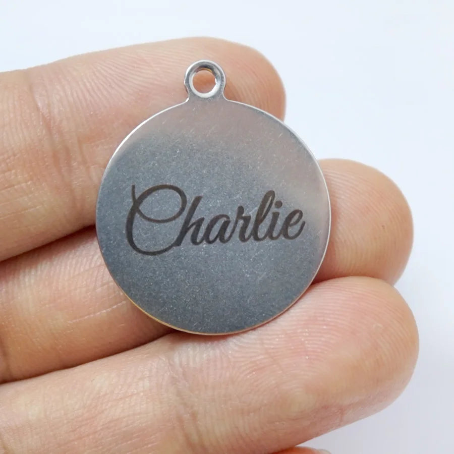 Custom Stainless Steel Pet ID Tag Engraved Name Phone Number Round Dog Cat Collar Tag Personalized Puppy Pet Name Tag 25mm