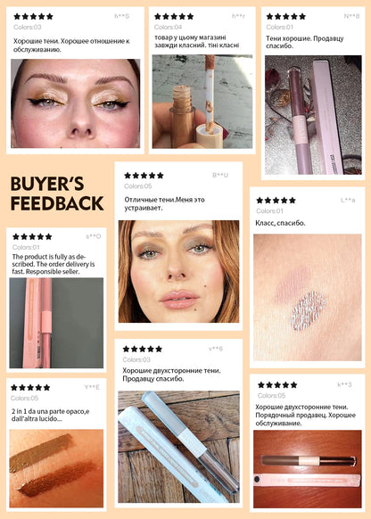QIBEST Double Head Glitter Matte Eye shadow Stick Makeup Sets Long Lasting Shimmer 2 In 1 Liquid Eyeshadow Cosmetic Sets 6 Color