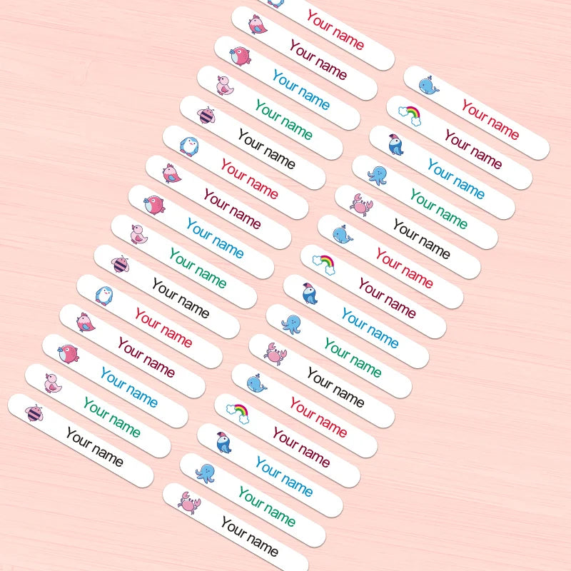 Personalized Waterproof Labels Custom for Kids School Gear - Name Stickers for Bottles, Lunch Boxes & Stationery Items