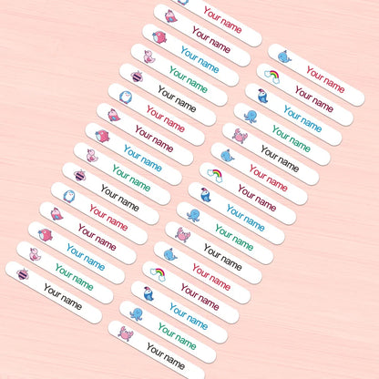 Personalized Waterproof Labels Custom for Kids School Gear - Name Stickers for Bottles, Lunch Boxes & Stationery Items