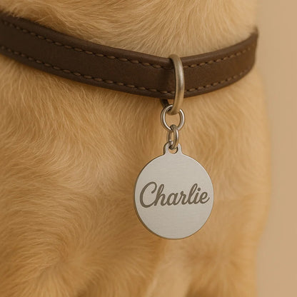 Custom Stainless Steel Pet ID Tag Engraved Name Phone Number Round Dog Cat Collar Tag Personalized Puppy Pet Name Tag 25mm