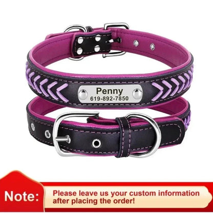 Engraved Leather Dog Collar Braided Persoanzled ID Tag Collars Nameplate Customized Pet Collar Leather Pet Walking Leash Leads