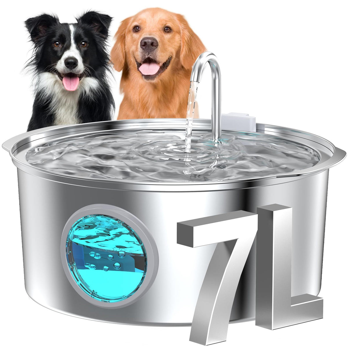 7L Stainless Steel Pet Water Dispenser with Extra Large Capacity